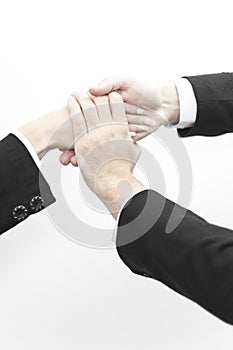 Business people with hands overlapping