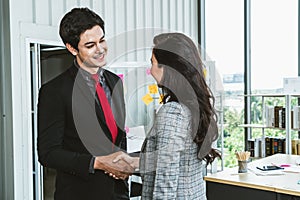 Business people handshake in corporate office