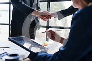Business People Handshake Greeting Deal. acquisition, successful negotiation concept.