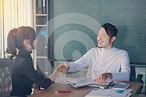 Business people handshake at meeting or negotiation in the office, Business partnership meeting concept