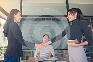 Business people handshake at meeting or negotiation in the office, Business partnership meeting concept