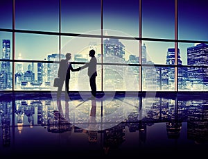 Business People Handshake Silhouette Concept