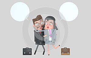 Business people having a deal. Shaking hands. 3d illustratiionElegant business couple in love.