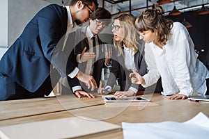 Business people having discussion, dispute or disagreement at meeting or negotiations