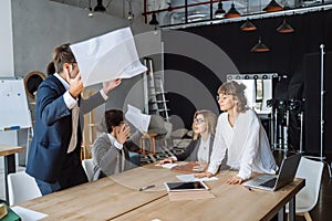 Business people having discussion, dispute or disagreement at meeting or negotiations