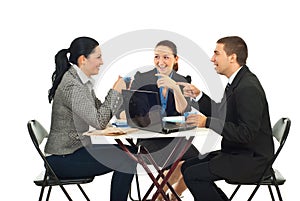 Business people having funny conversation