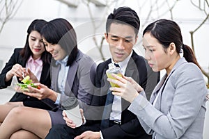 Business people having lunch at outdoor