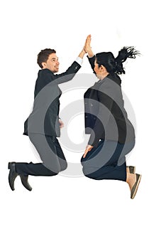 Business people high five in the air