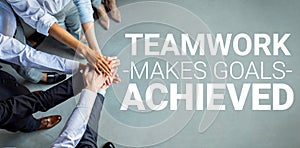 Business People Holding Hands On Gray Background, Above-View, Teamwork Collage