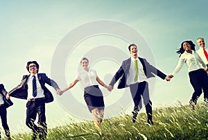 Business People Holding Hands Together Outdoors Concept