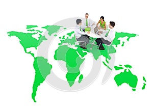 Business People Holding a Meeting On a Green World