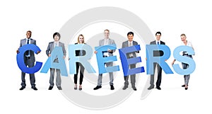 Business People Holding the Word Careers