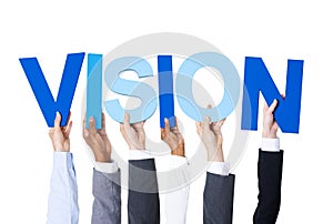 Business People Holding the Word Vision