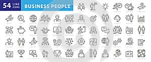 Business people, human resources, office management - thin line web icon set.