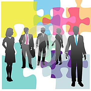 Business people human resources solution puzzle