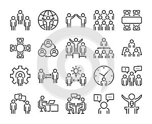 Business people icon. Business people line icon set. Editable stroke, 64x64 Pixel perfect.