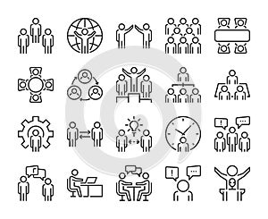 Business people icon. Business people line icon set. Editable stroke, 64x64 Pixel perfect. photo