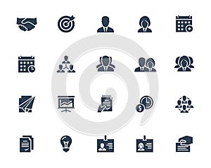 Business and People Icon Set in Glyph Style