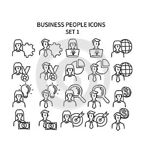 Business people icons set 1 vector illustration