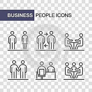 Business people icons set simple line flat illustration isolated