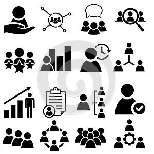 Business People icons vector set, human resources illustration sign collection, management and users symbol.