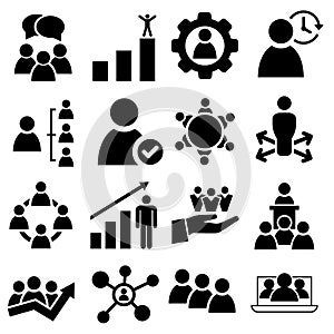 Business People icons vector set, human resources illustration sign collection, management and users symbol.