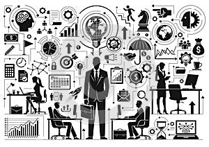 Business people idea silhouette illustration