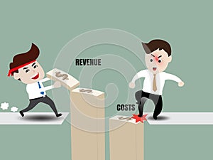 Business people are increasing revenue and reduce costs. Flat design vector cartoon illustration