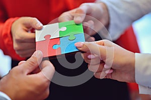 Business People Jigsaw Puzzle Collaboration Team Concept