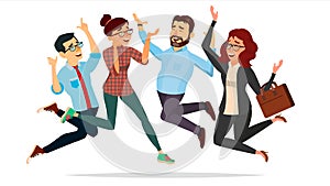 Business People Jumping Vector. Celebrating Victory Concept. Attainment. Entrepreneurship, Accomplishment. Best Worker photo