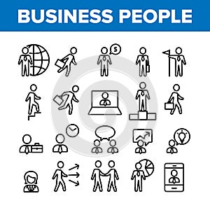 Business People Leader Collection Icons Set Vector