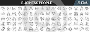 Business people line icons collection. Big UI icon set in a flat design. Thin outline icons pack. Vector illustration EPS10