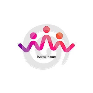 Business people line logo. Abstract group icon. Together concept