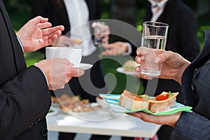 Business people at the lunch buffet