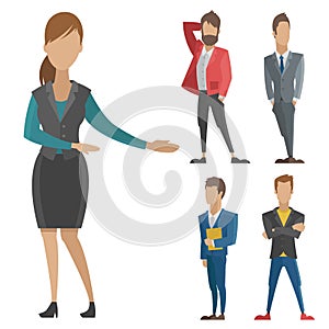 Business people man and woman full length of professional portrait community of busnessman and businesswoman characters