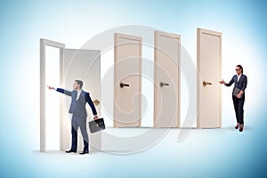 Business people and many doors of opportunities