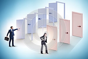 Business people and many doors of opportunities