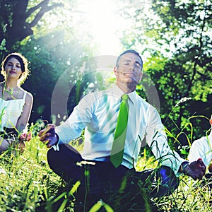 Business People Meditating Nature Relaxation Concept