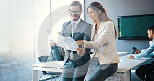 Business people meeting around table