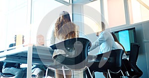 Business people meeting around table