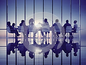 Business People Meeting Discussion Back Lit Concept