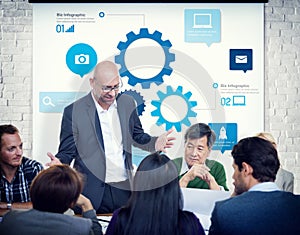 Business People Meeting with Gears Symbol
