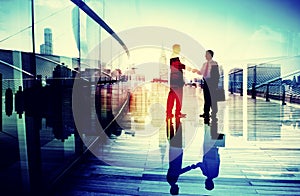 Business People Meeting Greeting Handshake Cityscape Concept