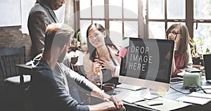 Business People Meeting Teamwork Drop Image Here Copy Space Concept