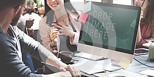 Business People Meeting Teamwork Drop Image Here Copy Space Concept