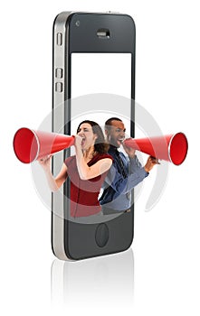 Business people with Megaphones