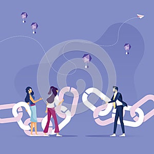 Business people merge the chain-Link concept vector