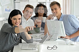 Business people mking selfie