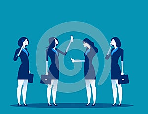 Business people and mobile users. Concept business technology vector illustration. Technology and smartphone, Communication