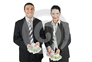 Business people with money